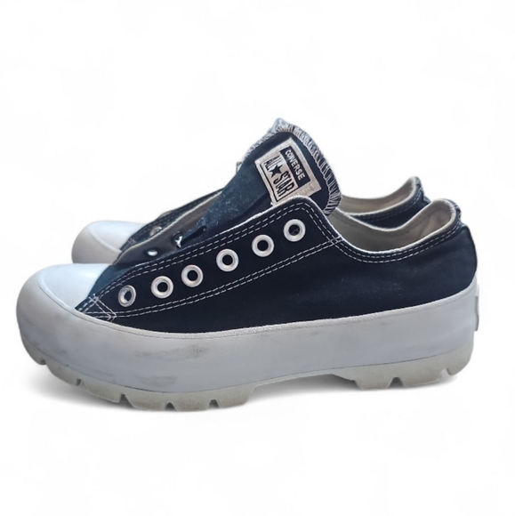 Converse All Star Black Canvas Lug Sole Platform Sneakers Sz 7 Streetwear Grunge - Picture 6 of 10